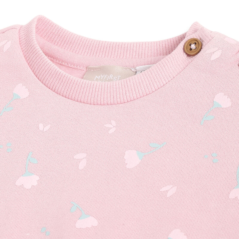 Girls Medium Pink Floral Printed Sweatshirt image number 2